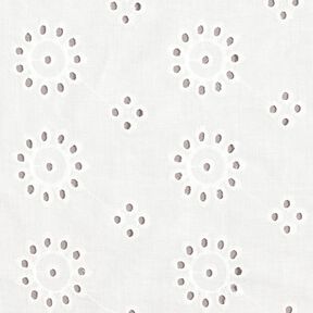 Katoenen stof met los borduursel met bloemen – wit, 