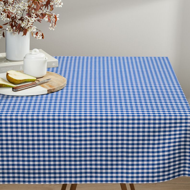 Katoenen stof Vichy ruit 1 cm – koningsblauw/wit,  image number 7