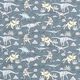 Cretonne Dinosaurussen – blauwgrijs,  thumbnail number 1