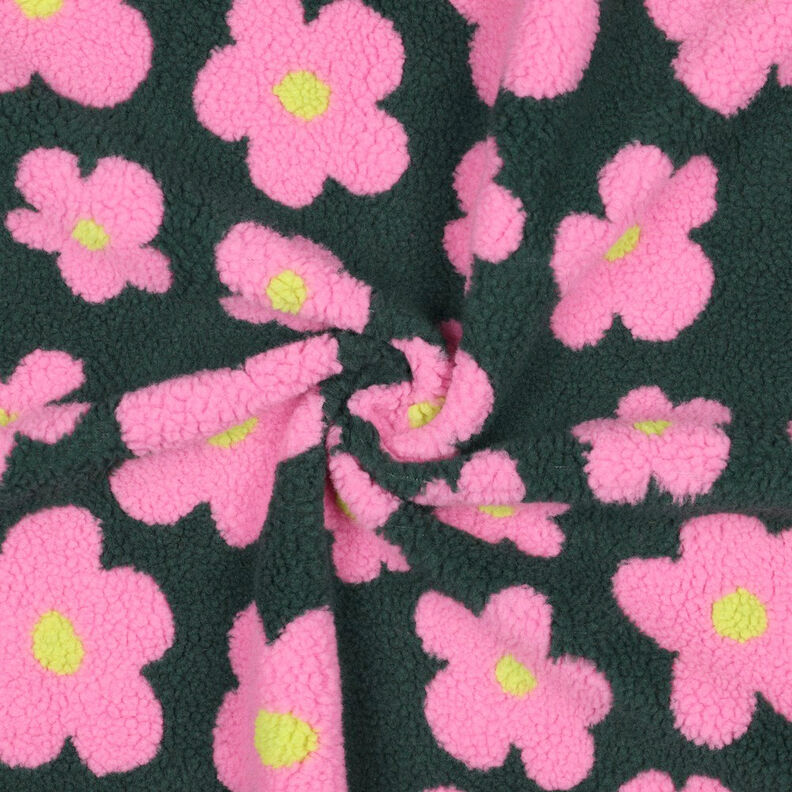 Teddy pluche Bloemen | Poppy Fabrics – donkergroen/pink, image number 4