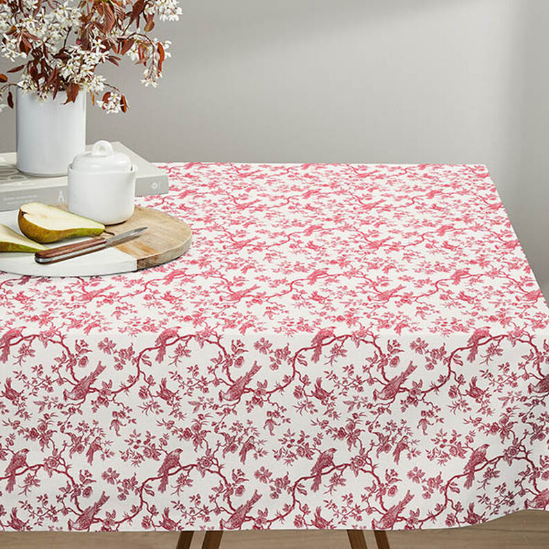 Katoenen stof Cretonne Vogels – rood/ecru,  image number 6