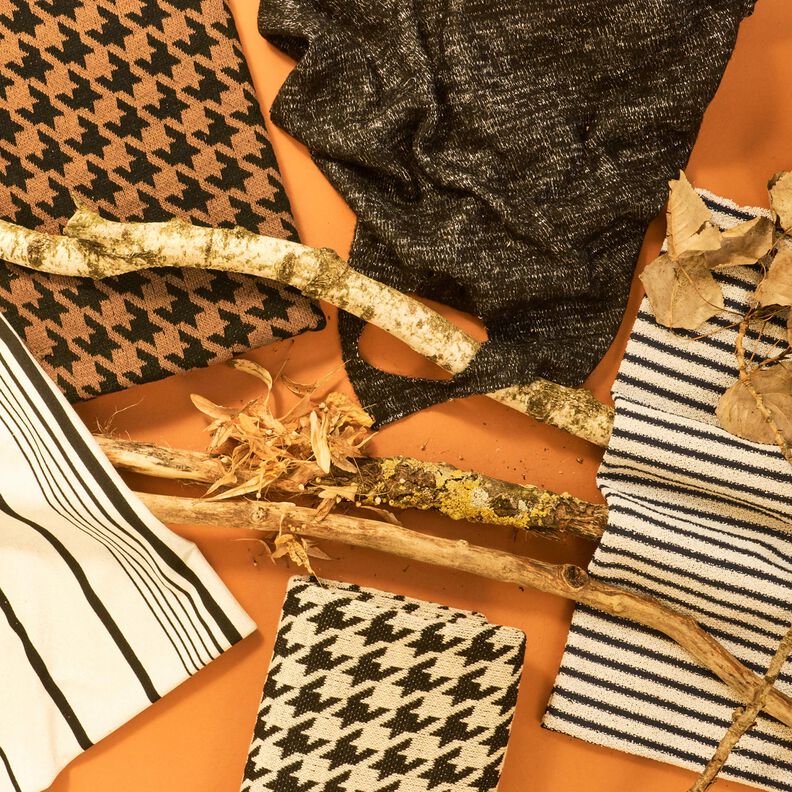 Gebreide jacquard onregelmatige strepen – ecru/zwart, image number 7