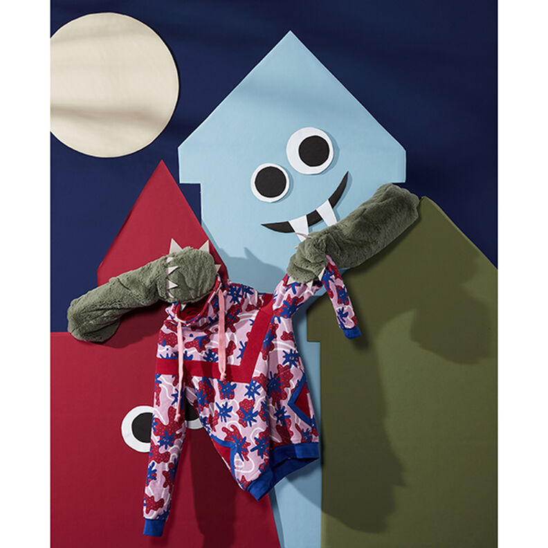 Stoffenpakket sweatshirt glijmmonster | PETIT CITRON – pastelviolet/koningsblauw,  image number 7