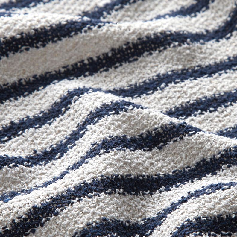 Gebreide bouclé strepen en glitters – wit/marineblauw, image number 2