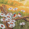 Decopaneel Gobelin Paar vogels – karmijnrood/lichtbeige,  thumbnail number 1