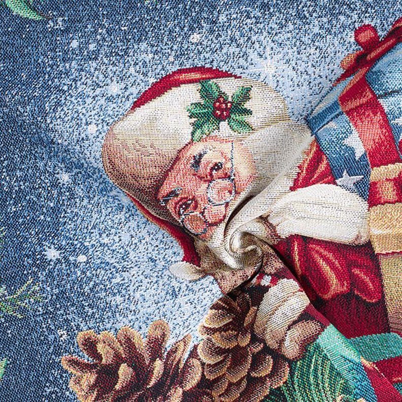 Panel Gobelin Kerstcadeau lurex – blauw/groen, image number 3