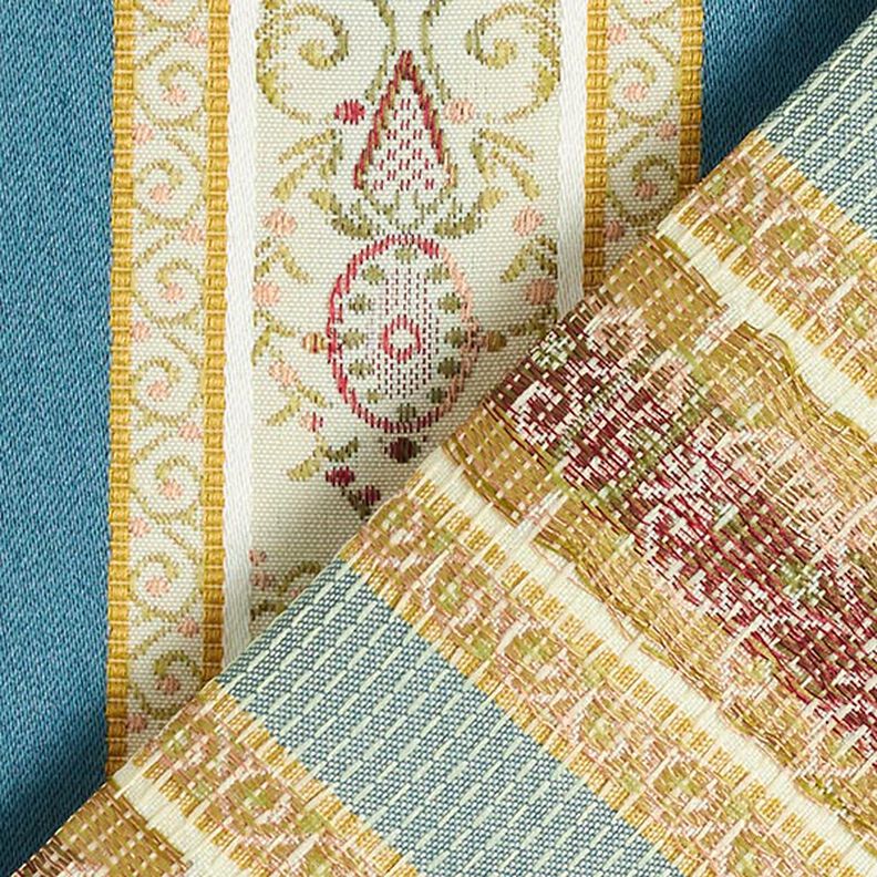 Meubelstof jacquard Biedermeier strepen – creme/blauw,  image number 3
