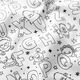 Katoenpopeline Kleurplaten letters-monsters – wit/zwart,  thumbnail number 2
