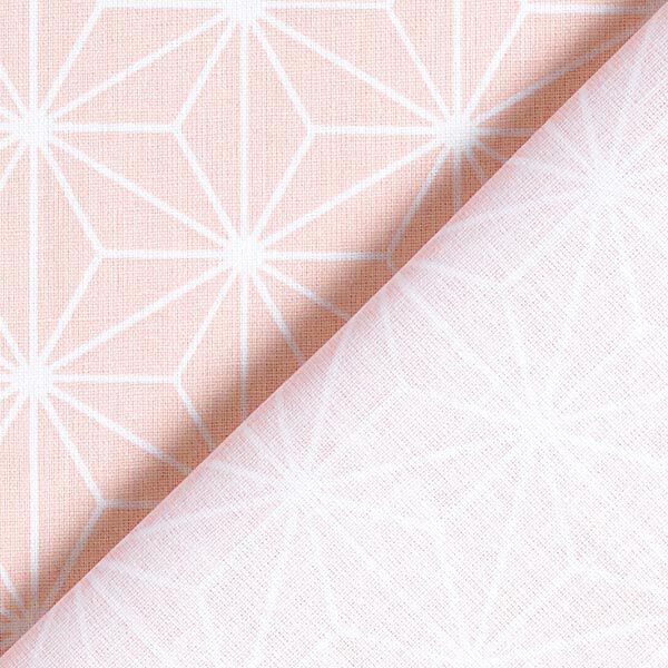 Katoenen stof Cretonne Japanse sterren Asanoha – roze,  image number 5