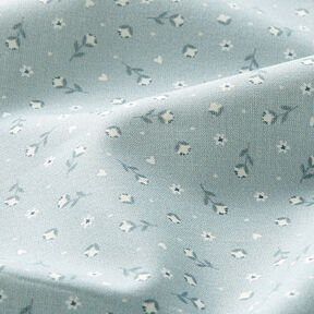 Katoenen stof Popeline kleine bloempjes – duifblauw, 