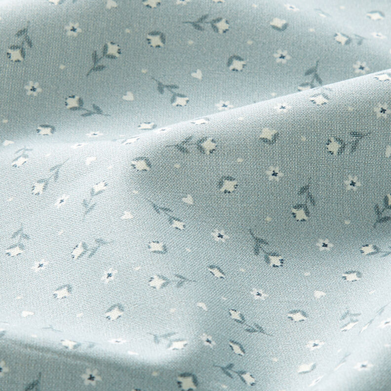 Katoenen stof Popeline kleine bloempjes – duifblauw,  image number 2
