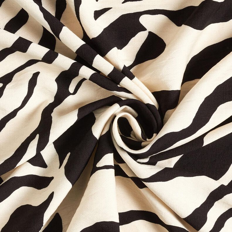 Viscose crêpe zebrapatroon – zwart/ivoor,  image number 3
