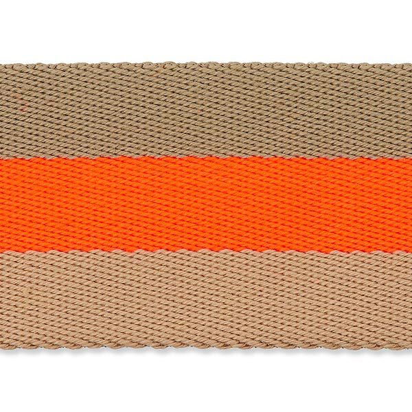 Tassenband neon [ 40 mm ] – neon oranje/beige,  image number 1