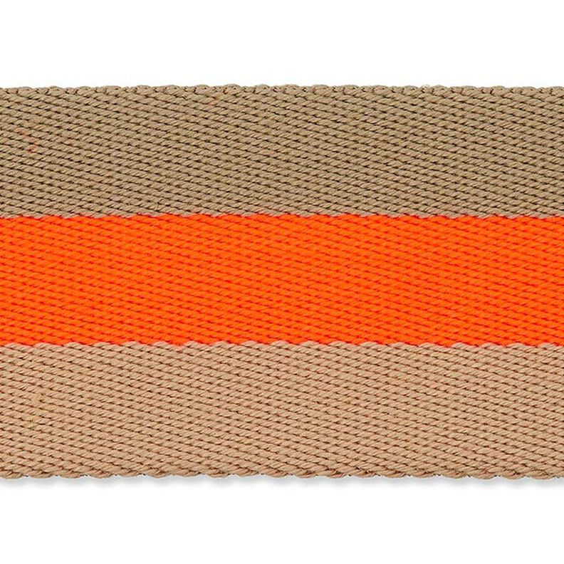 Tassenband neon [ 40 mm ] – neon oranje/beige,  image number 1