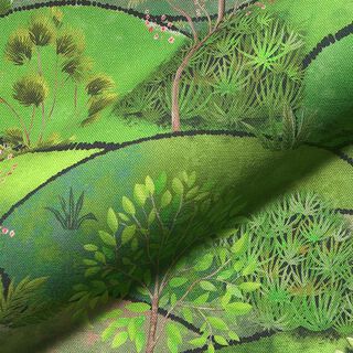 Decostof half panama digitale print lentelandschap – appelgroen/lichtgroen, 