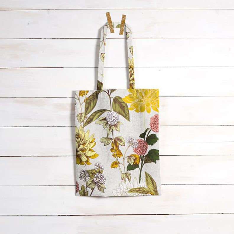 Decostof panama bloemenprint – nevelgrijs, image number 6