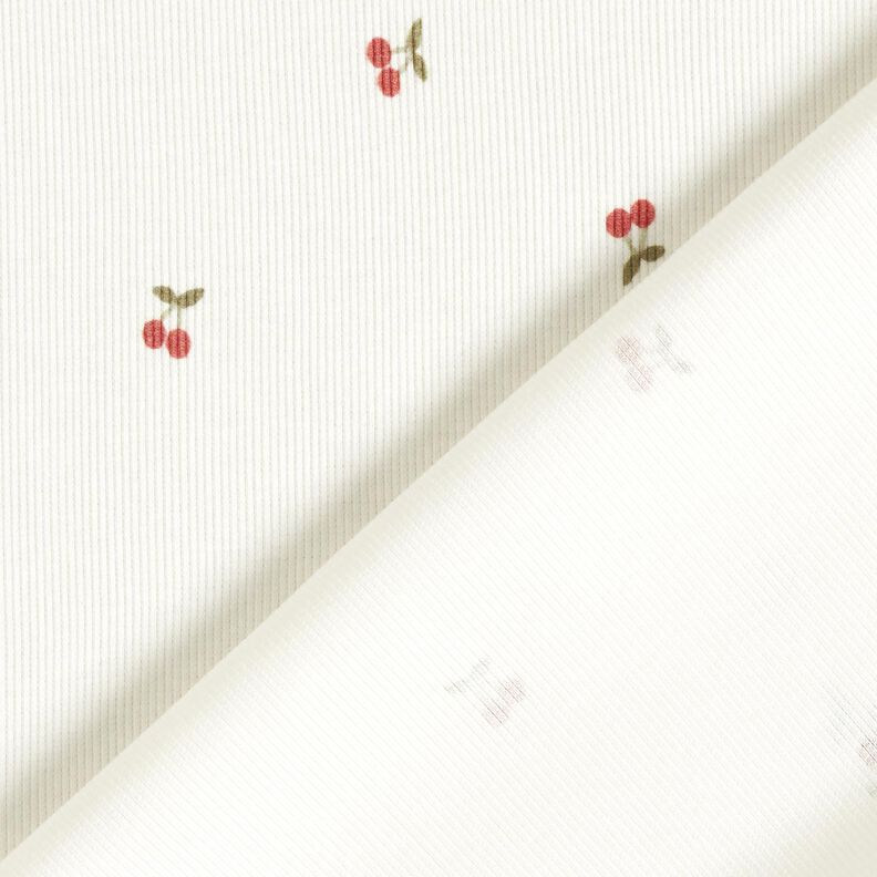 Ribjersey kleine kersen – ecru,  image number 4
