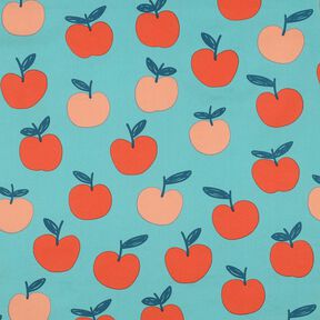 Katoenpopeline grote appels | Poppy Fabrics – aquablauw/zalm, 