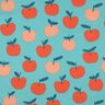 Katoenpopeline grote appels | Poppy Fabrics – aquablauw/zalm,  thumbnail number 1