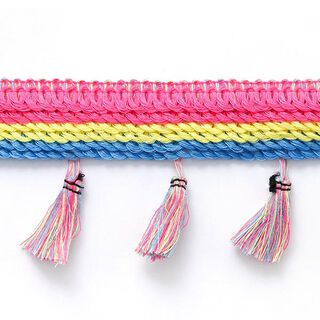 Kwastenband [ 30 mm ] – pink/geel, 