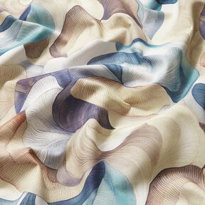 Decostof Half panama abstracte plant – blauw/koper, 