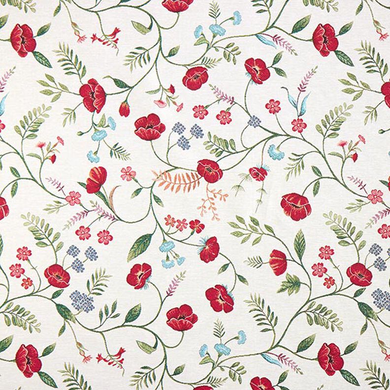 Decostof Gobelin Klaprozen – ecru/rood, image number 1