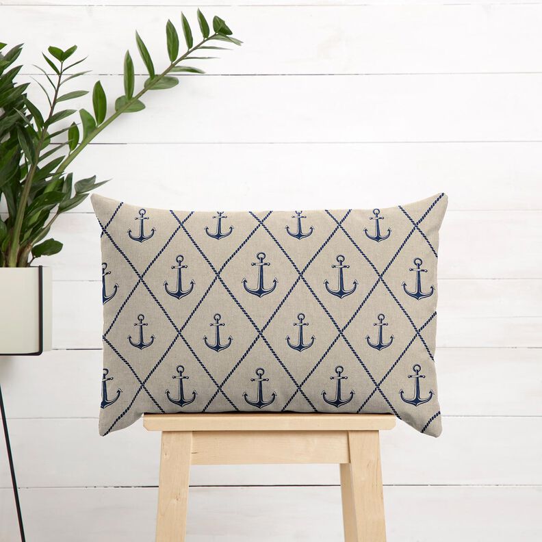 Decostof Half panama Anker klassiek – natuur/marineblauw, image number 7