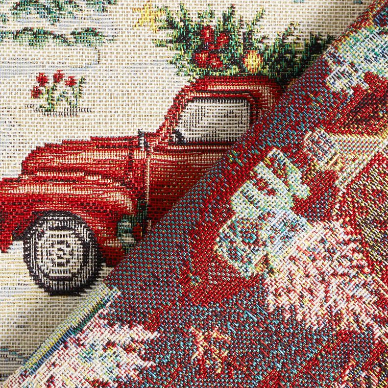 Decostof Gobelin Kerstkabouters – lichtbeige/rood, image number 4