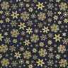 Katoenen stof Popeline Sneeuwkristal – nachtblauw/goud,  thumbnail number 1