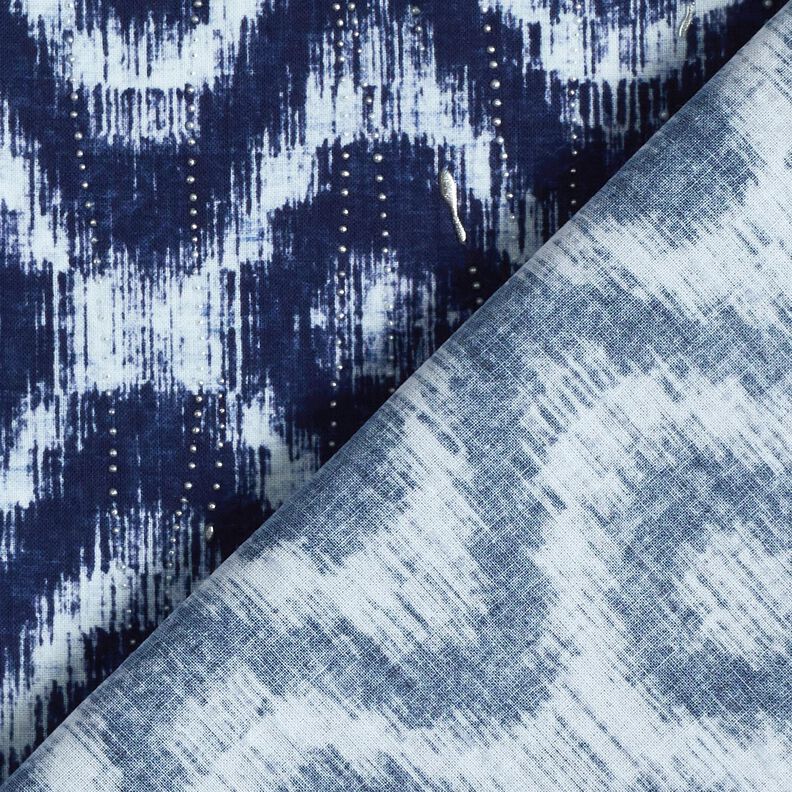 Katoenpopeline Ruiten en glitterdruppels – indigo/wit,  image number 4