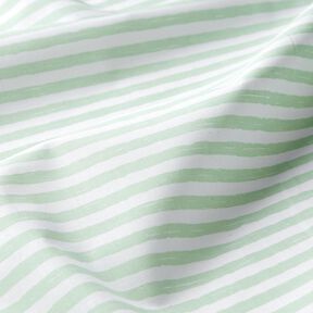 Katoenen stof Cretonne casual strepen – licht mint/wit, 