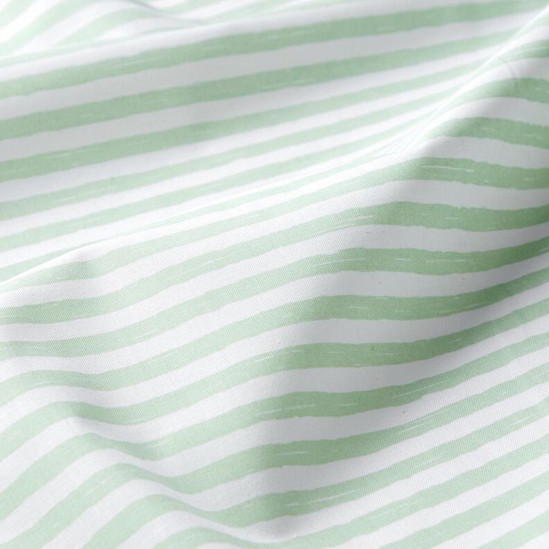 Katoenen stof Cretonne casual strepen – licht mint/wit, image number 2