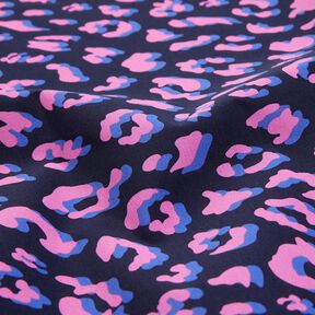 Gecoate katoen abstracte Leeuw | Poppy Fabrics – nachtblauw/pink, 