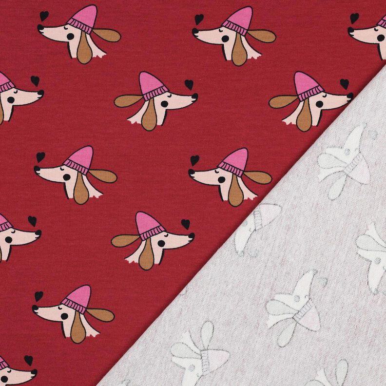 Sommersweat Hond met hoed | Poppy Fabrics – donkerrood/pink,  image number 3