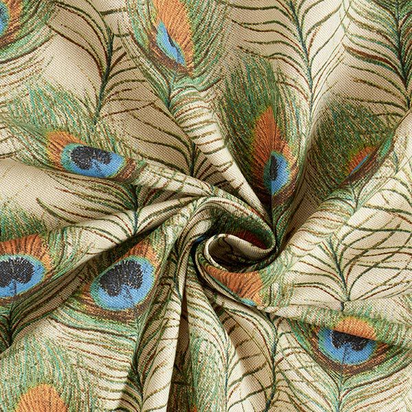 Decostof Half panama Pauwenveren – natuur/groen, image number 3