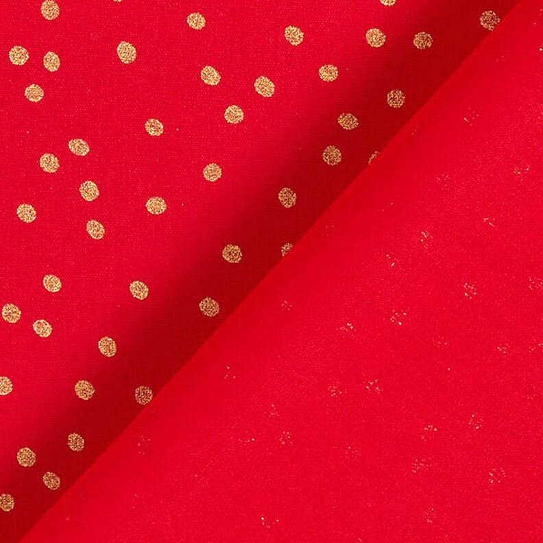 Katoenen stof Popeline fijne stippen – rood/goud,  image number 4