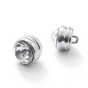 Strass metalen knoop oogje [ Ø10 mm ] – zilver metalen, 