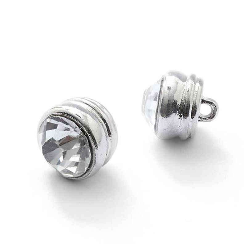 Strass metalen knoop oogje [ Ø10 mm ] – zilver metalen,  image number 2