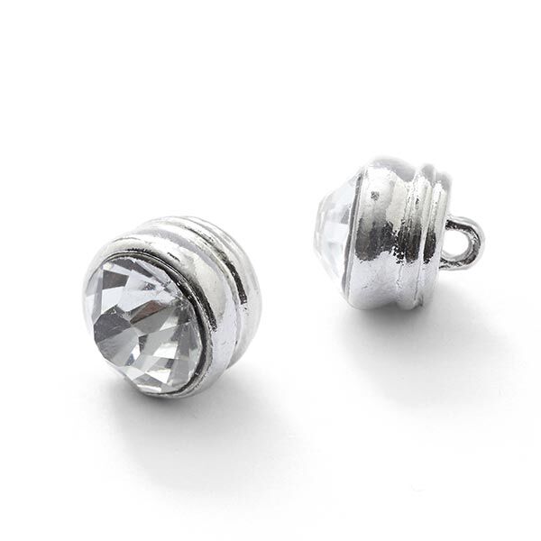 Strass metalen knoop oogje [  Ø10 mm ] – zilver,  image number 2