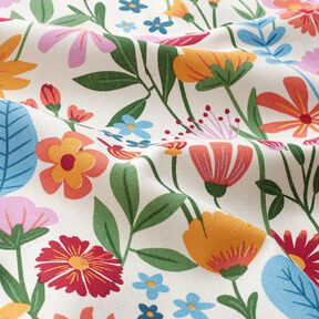 Decostof Half panama kleurrijke bloemen – ivoor/pastelviolet, 