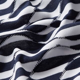 Jacquardjersey effectstrepen – marineblauw/wit, 