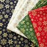 Katoenen stof Popeline Sneeuwkristal – groen/goud,  thumbnail number 5
