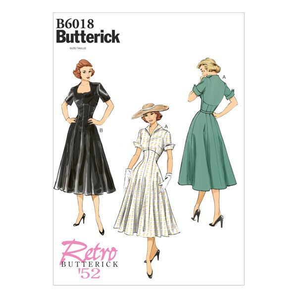 Vintage - jurk 1952, Butterick 6018|40 - 48,  image number 1