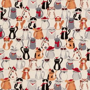 Decostof Half panama elegante katten – natuur/grijs, 