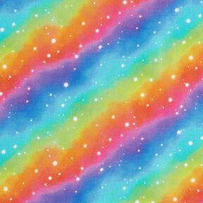 Katoenpopeline Regenboog sterrenstof Digitaal printen – koningsblauw/kleurenmix, 