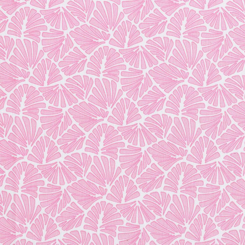 Gecoate katoen abstracte minibladeren – roze/wit,  image number 1