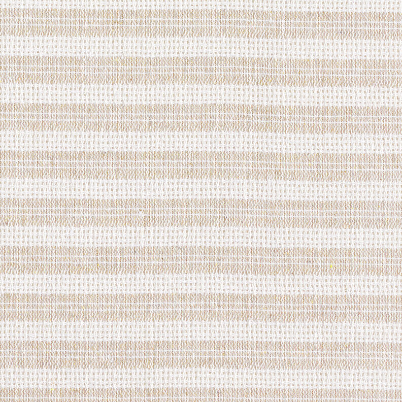 Katoenen stof rasterstructuur horizontale strepen – beige/wit,  image number 1
