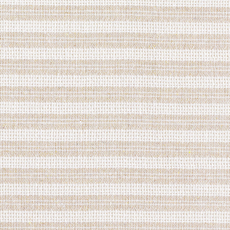 Katoenen stof rasterstructuur horizontale strepen – beige/wit, image number 1