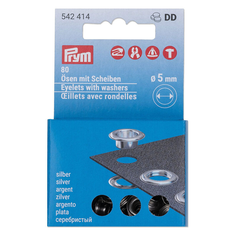 Oogjes met sluitringen navulset [80 stuks | Ø 5 mm] | Prym – zilver metallic,  image number 1
