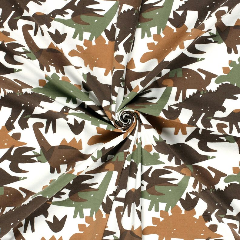 Katoenjersey Camouflage Dinosaur – ivoor/kastanjebruin, image number 3